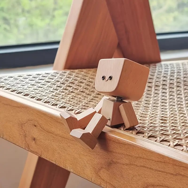 🔥Charming Little Swaying Wooden Figure & 12PCS Magnetic Expressions