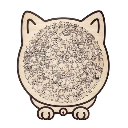 🎁Christmas Sale 50% OFF🎅135-Piece Morandi-Colored Cat Shaped Wooden Jigsaw Puzzle