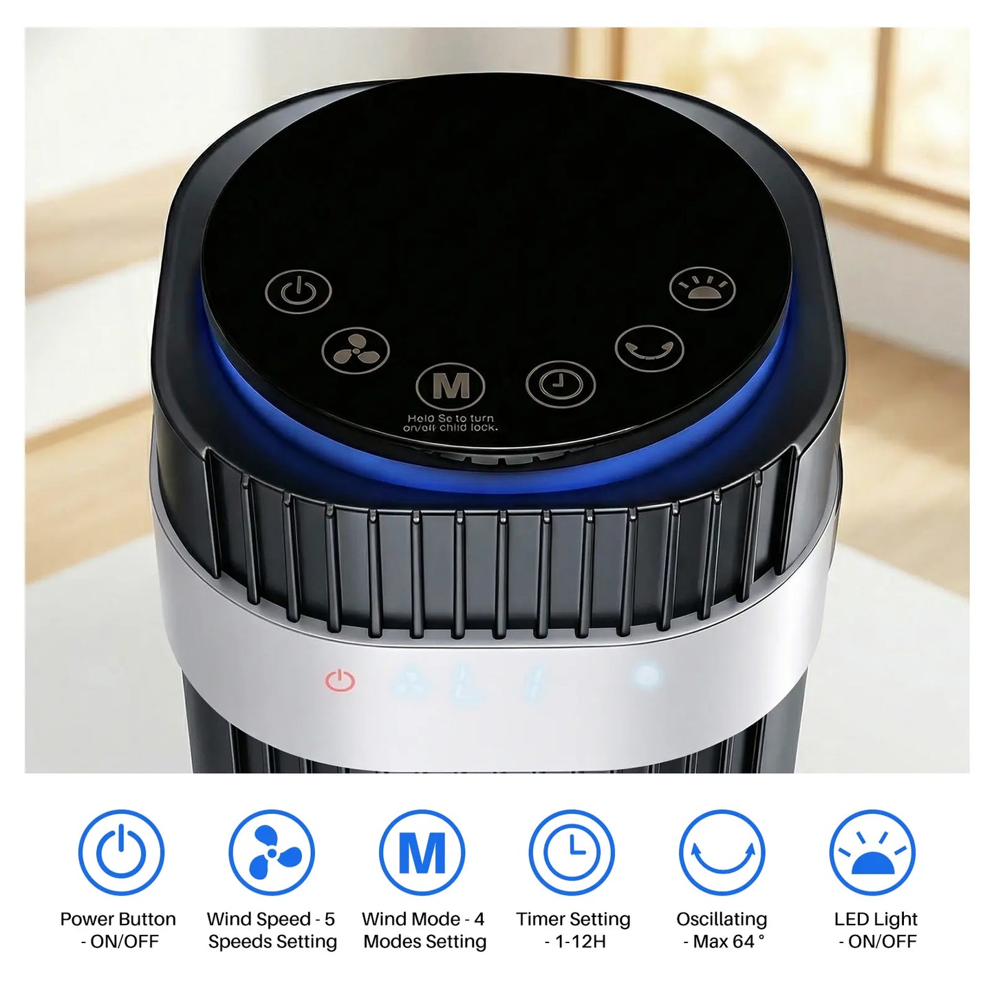 【New】Tower Fan for Bedroom, 28dB Silent Standing Fan with 12H Timer, Smart Auto Mode, 64° Oscillating Bladeless Cooling Fan for Home Office