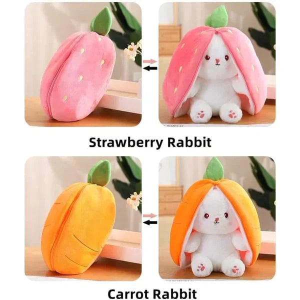 🎅Nice Gift🍓Strawberry Bunny Transformed into Little Rabbit🎀 Fruit Doll Plush Toy🐰