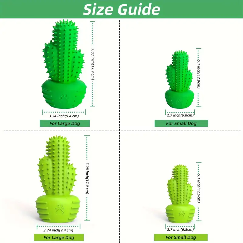 Durable rubber cactus-shaped dog chew toy, suitable for all dog breeds.