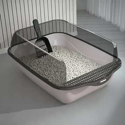 Semi-Enclosed Plastic Litter Box with Splash Guard