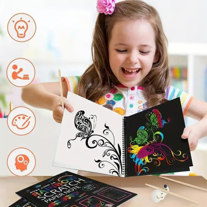 ⏳Limited-time 41% off⏰ Rated 5/5 by 10,000+ Users Creative Rainbow Scratch Art Notebook