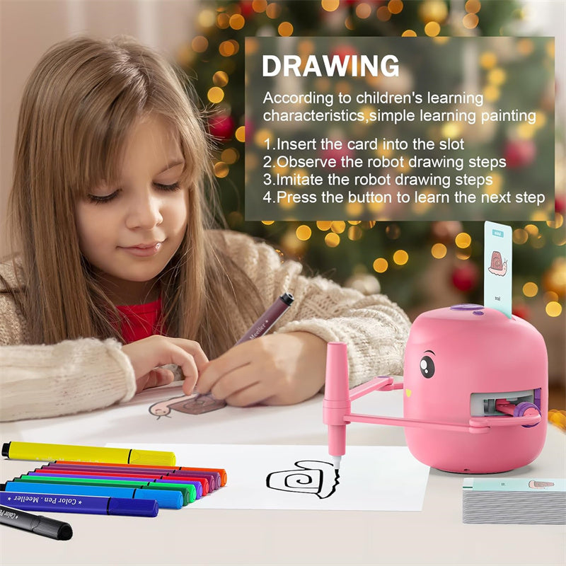 🔥Christmas Limited-Time Offer: 50% OFF!!!🔥Interactive Drawing Robot for Kids with 100 Cards