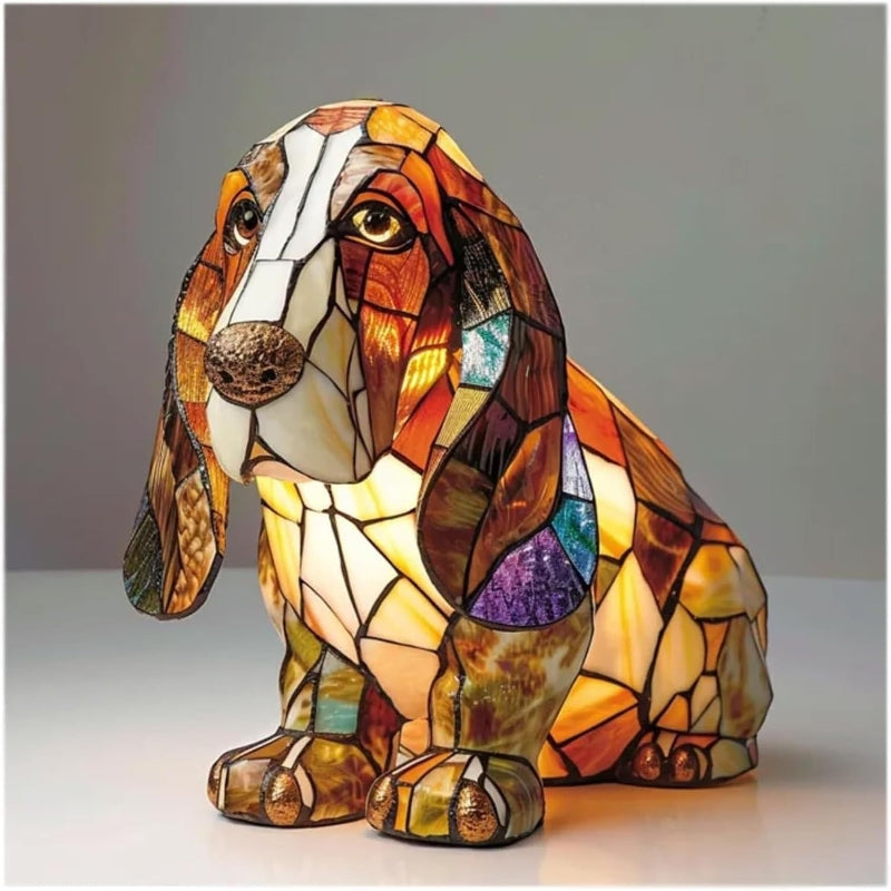 Color-Blocking Puppy Statue LED Table Lamp