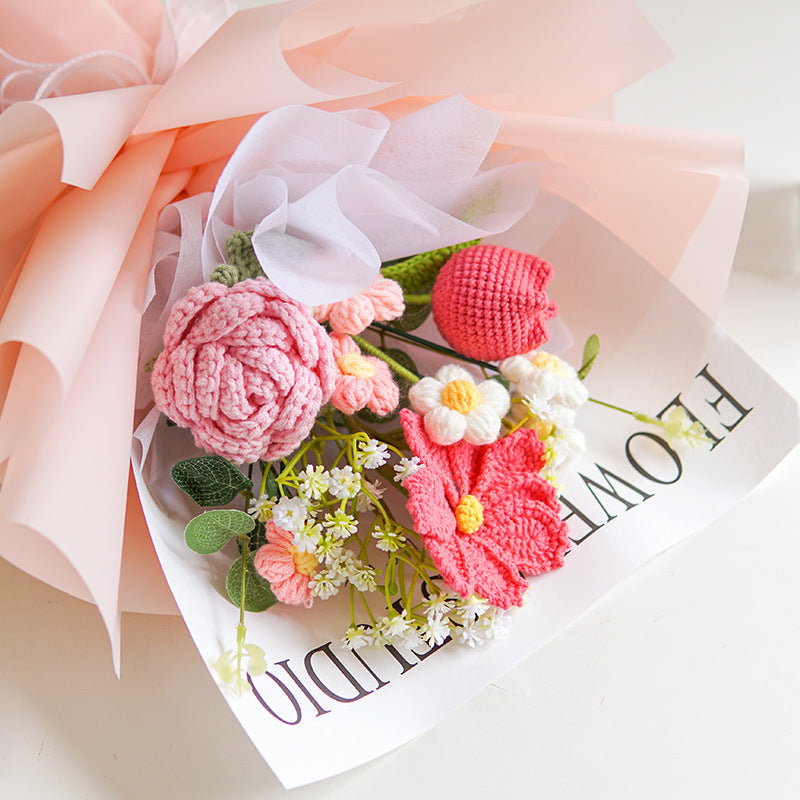 🌷 50% OFF NOW! 💕 Handmade Delicate Crochet Flower Bouquet – Mother's Day Special – Lifelike Design, Durable & Perfect Gift for Mom 🎁