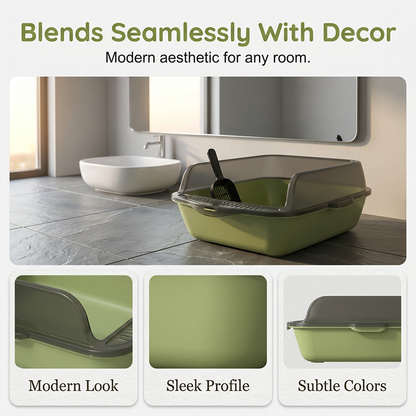 Semi-Enclosed Plastic Litter Box with Splash Guard